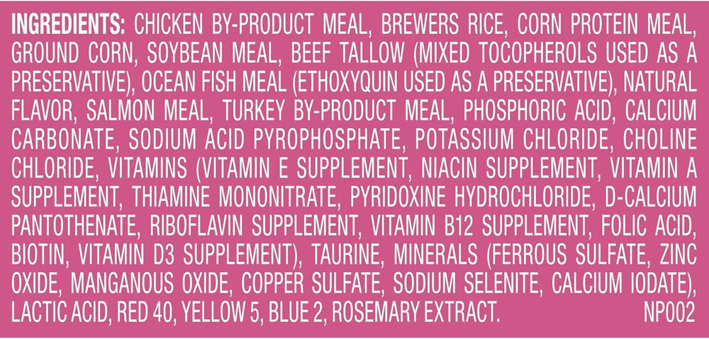Meow Mix Kitten Li’l Nibbles salmon flavor kibble easy chew for small mouths.