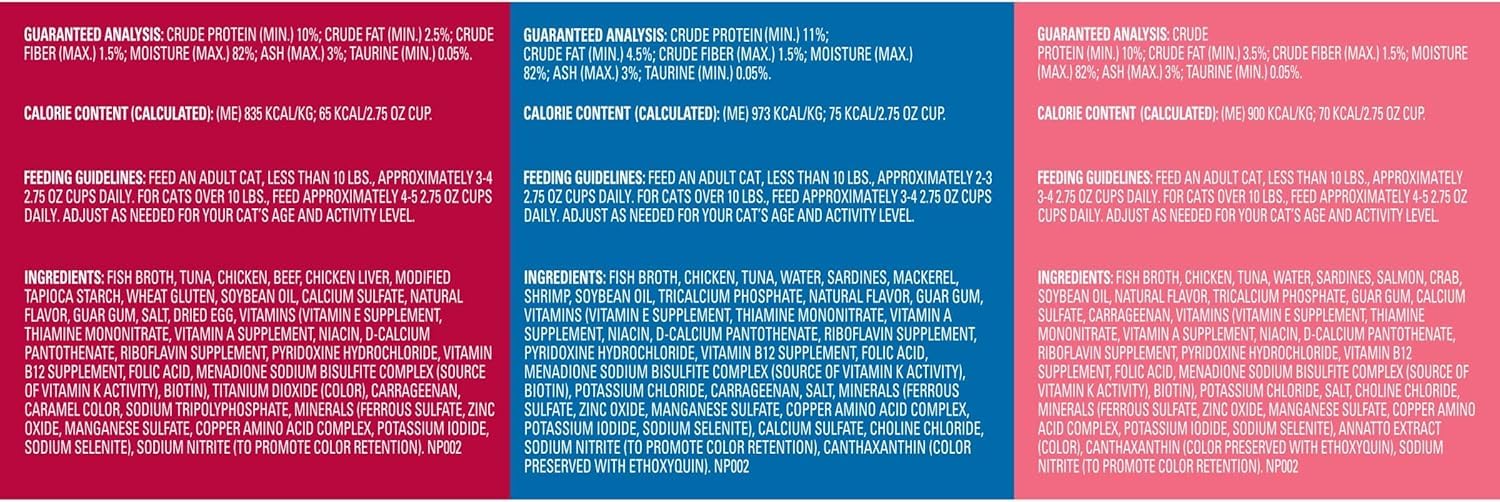 Meow Mix wet cat food cups ready for mealtime.