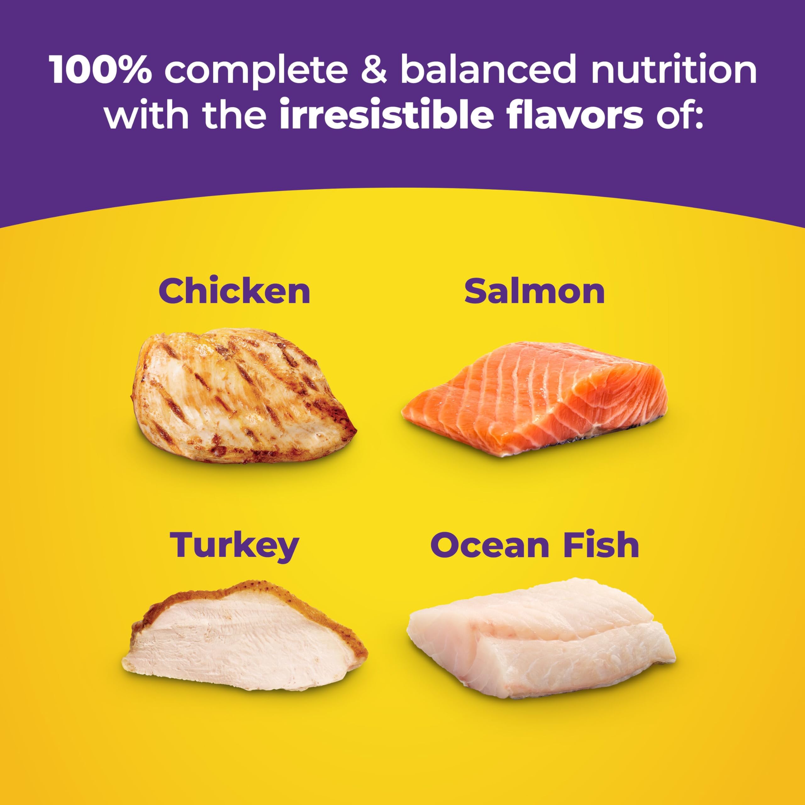 Meow Mix Original Choice nutrition panel image highlights vitamins and minerals for daily balance.