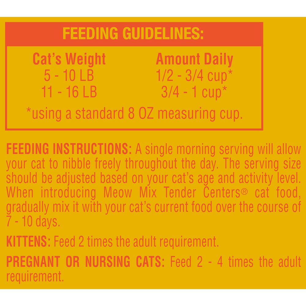 Meow Mix Tender Centers four-bag pack conveys value and variety.