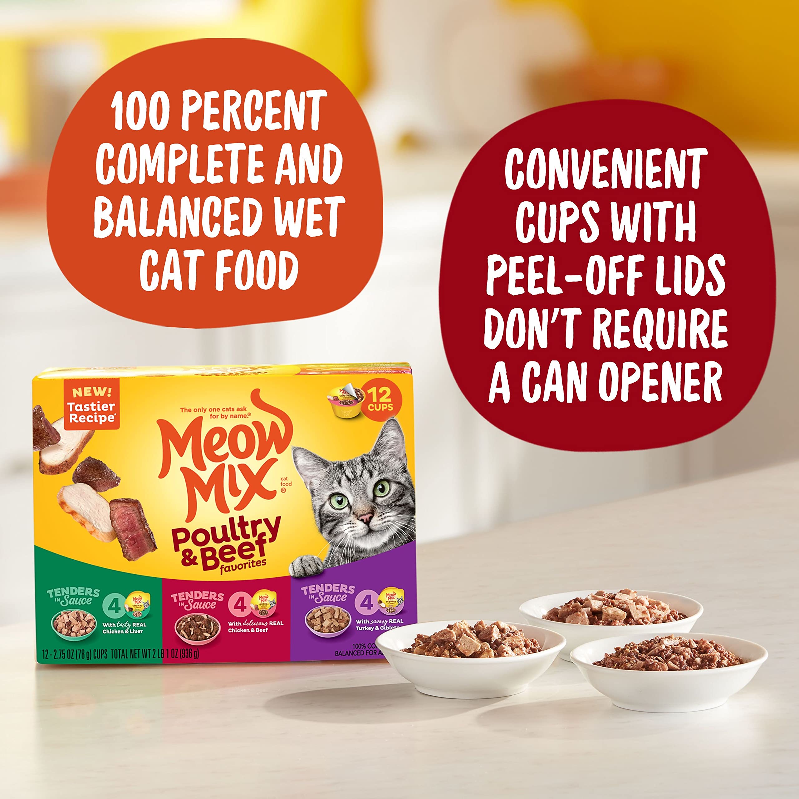 Meow Mix Tender Favorites turkey giblets cup in rich sauce