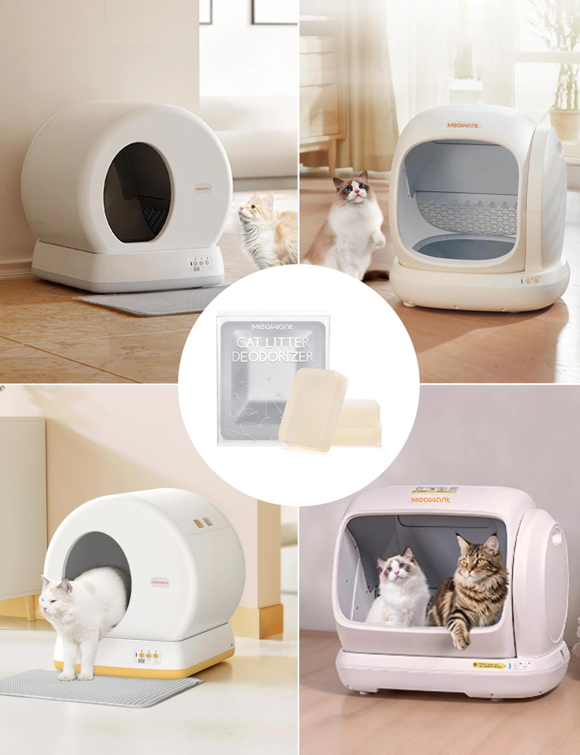 Meowant packaging: three-piece deodorant gel pack for automatic litter boxes.