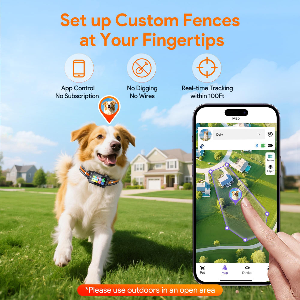 Meowant app based boundary setup enables wire free fencing in minutes.