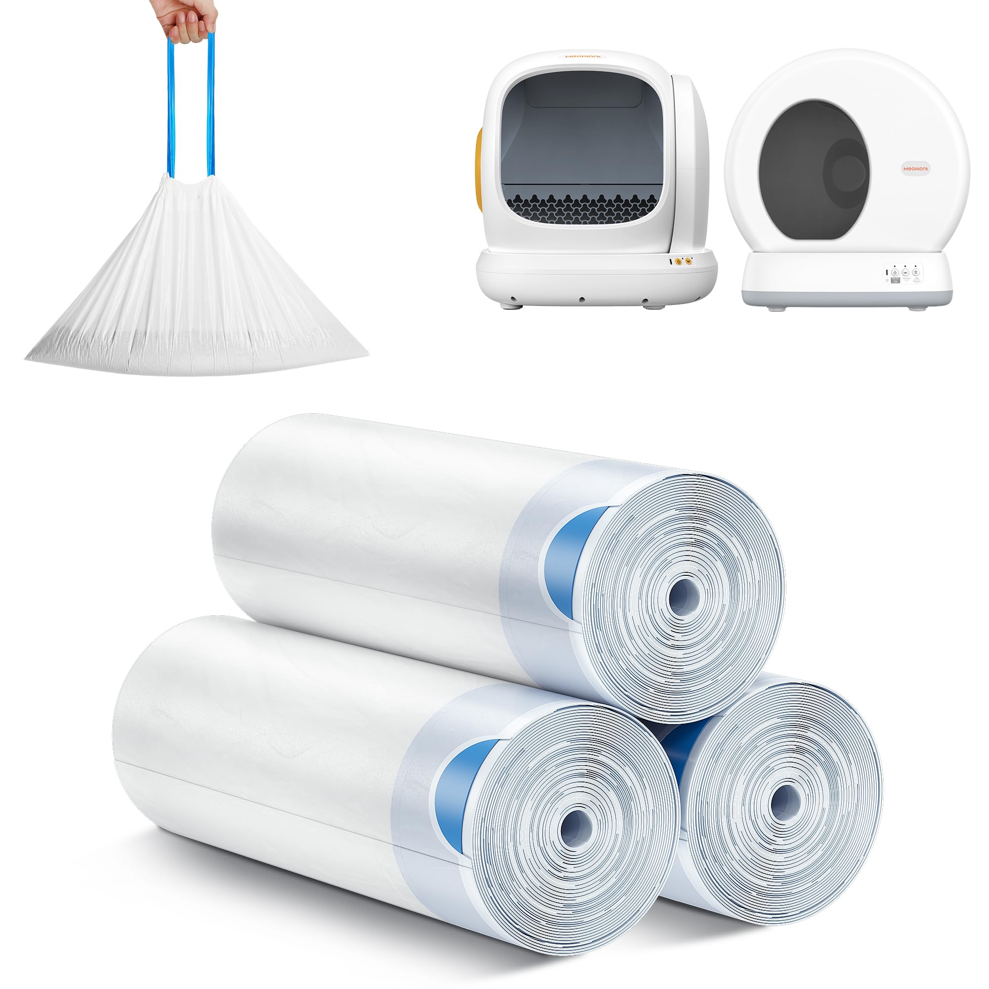 Meowant cat litter box liner roll-packaging highlights durability for heavy use