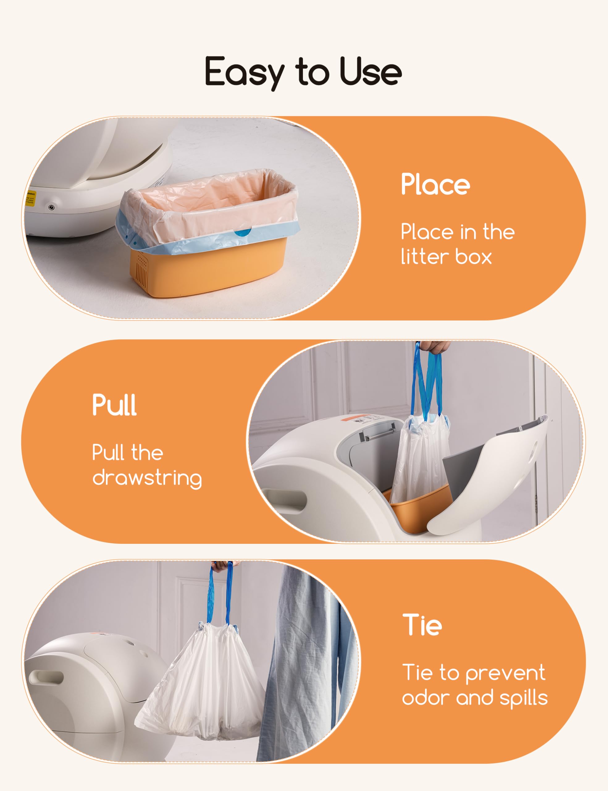 Meowant self-contained liners open easily without tearing at seams