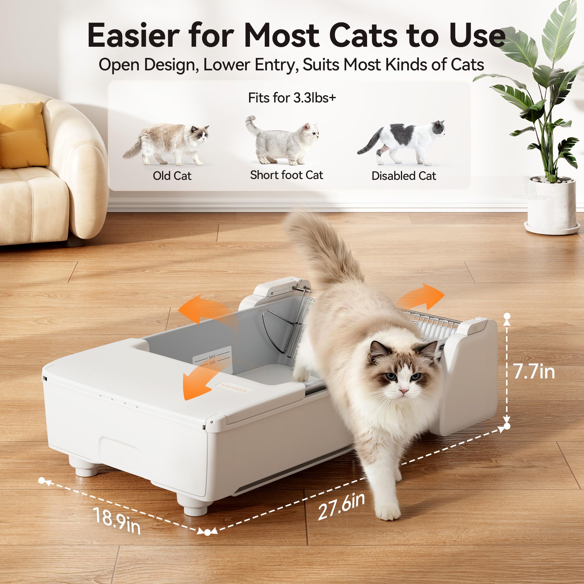 Meowant 7.5-inch entrance supports easy access for small or older cats.