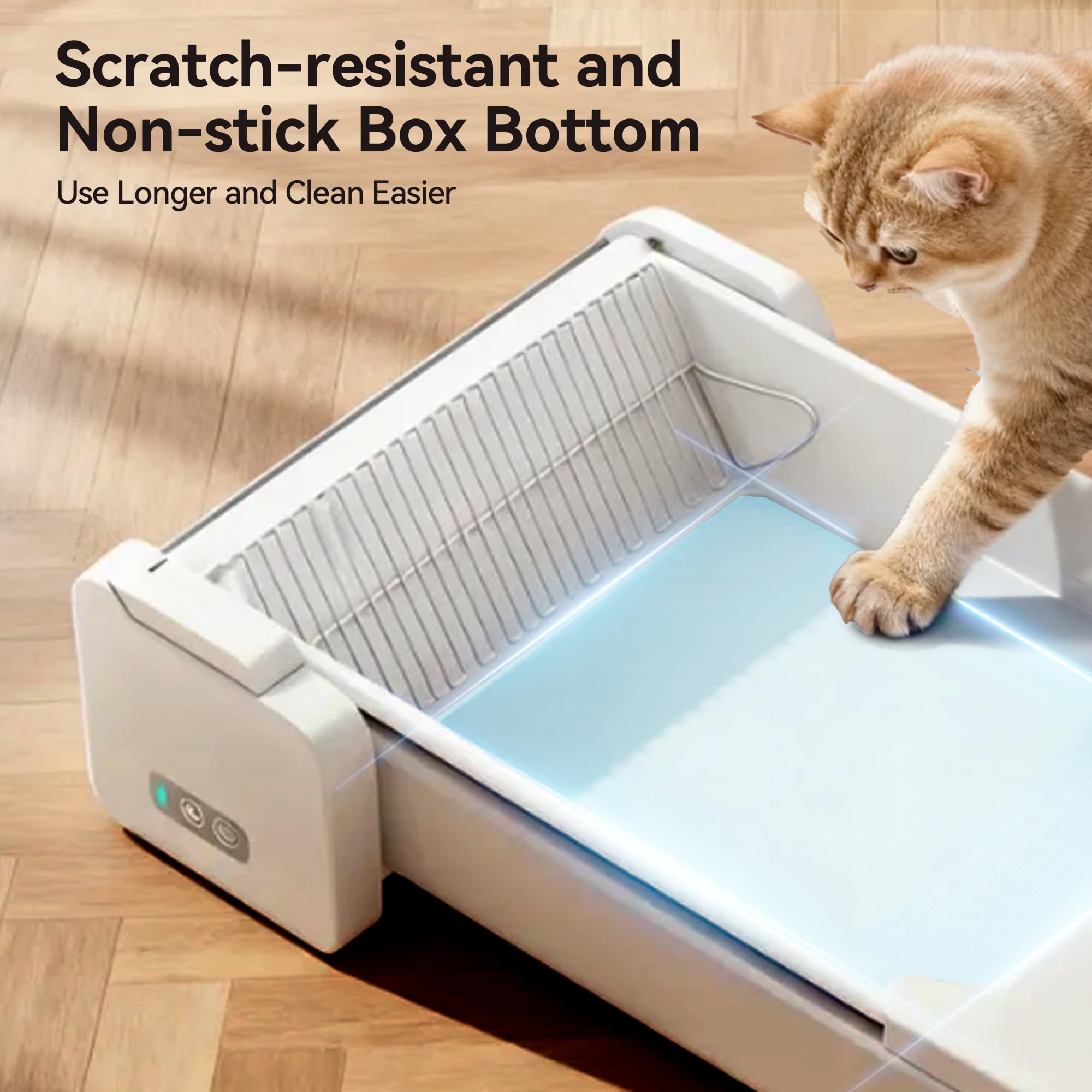 Meowant airtight waste compartment with deodorizer helps minimize odors.