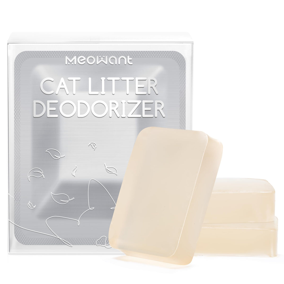 Meowant odor eliminator gel pack shown for automatic litter boxes, odor control in action.
