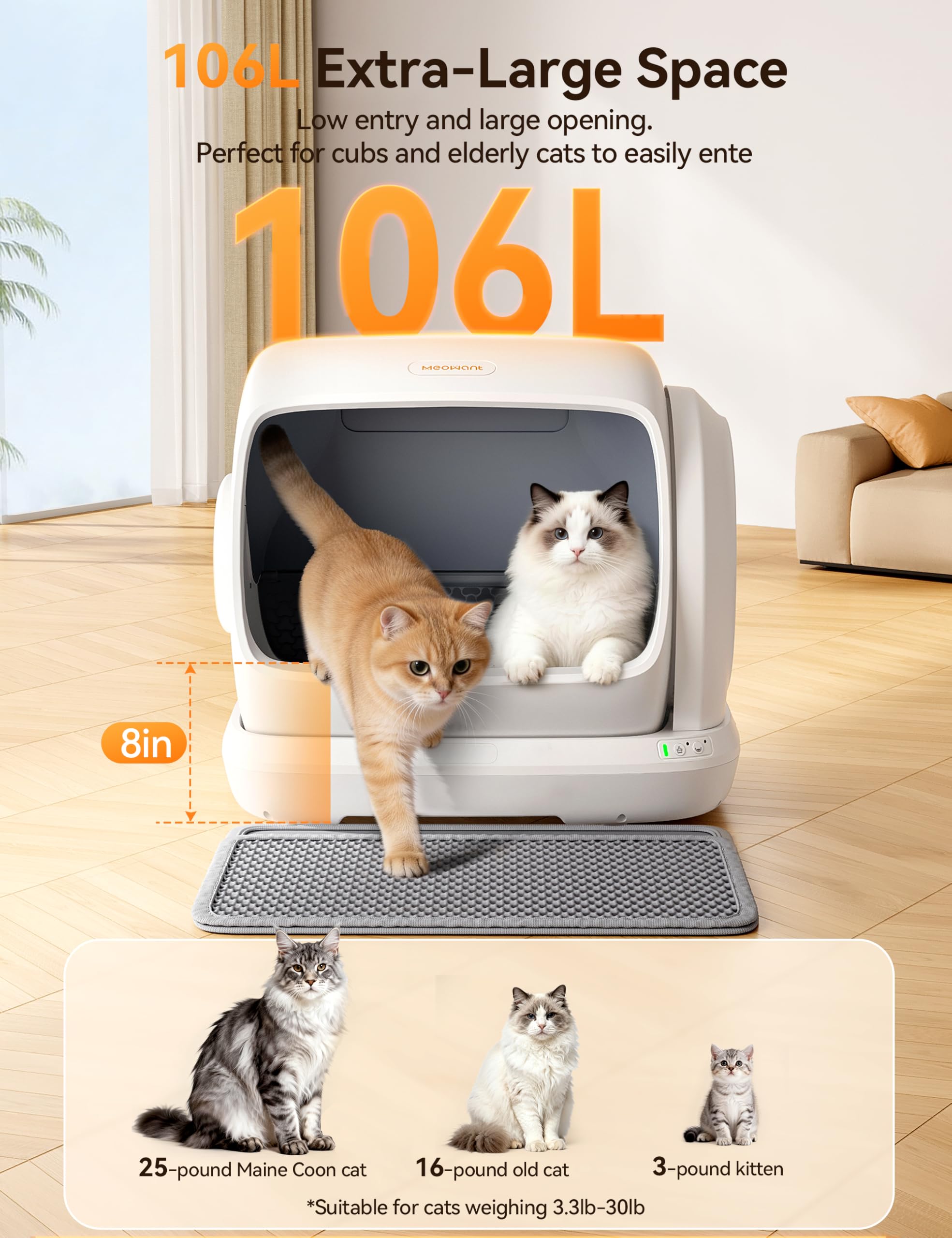 MeoWant SC09 Plus low-entry design supports seniors and small cats