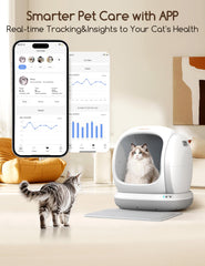 Meowant self-cleaning litter box top view showing open entry for easy access.