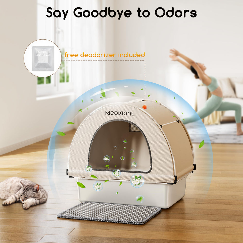 Meowant extendable scoop reaches across the pan for quick cleanup.
