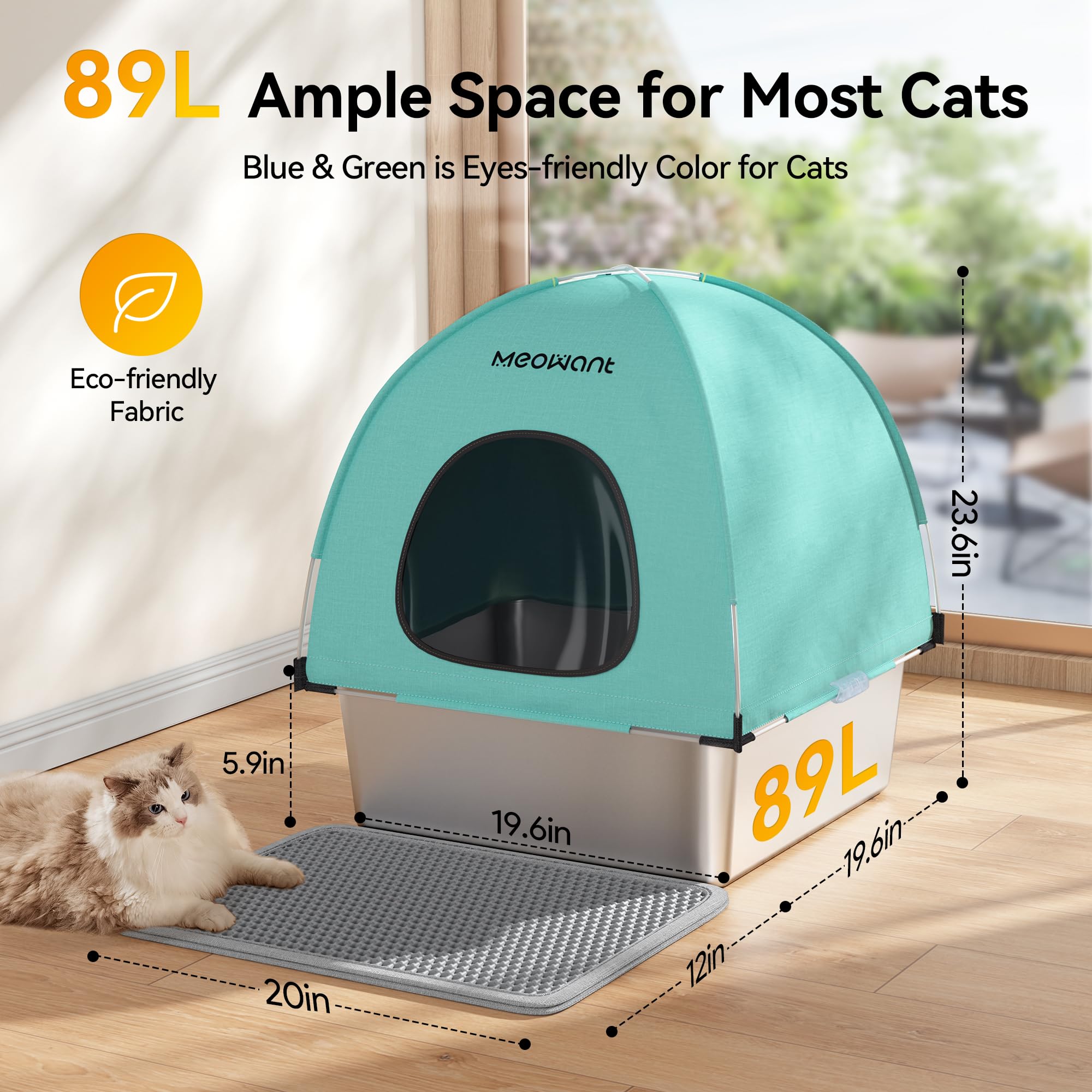 Meowant tent cover with Oxford fabric for privacy and mess containment