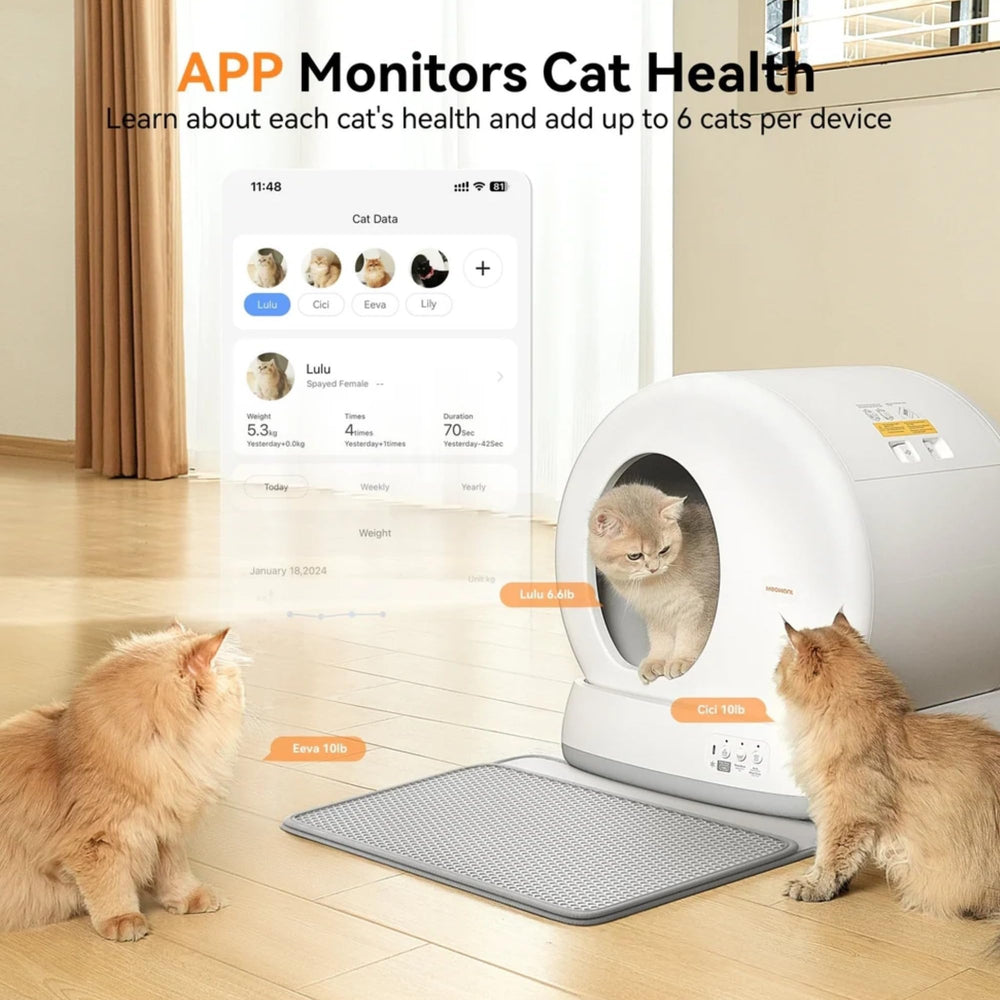 Meowant whisper-quiet motor minimizes noise during day and night