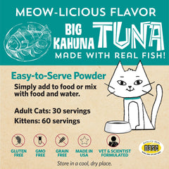 Meowbiotics Good Guts dosing scoop shown for adult cats.