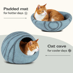 Meowfia cat cave Aquamarine large soft texture invites gentle cuddling and warm comfort.
