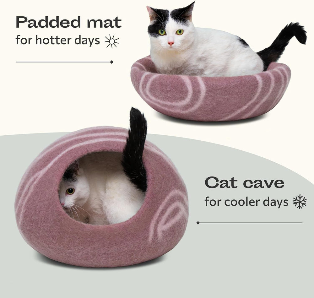 MEOWFIA cat cave durable felt edges ideal for lounging and play.