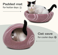 MEOWFIA cat cave durable felt edges ideal for lounging and play.