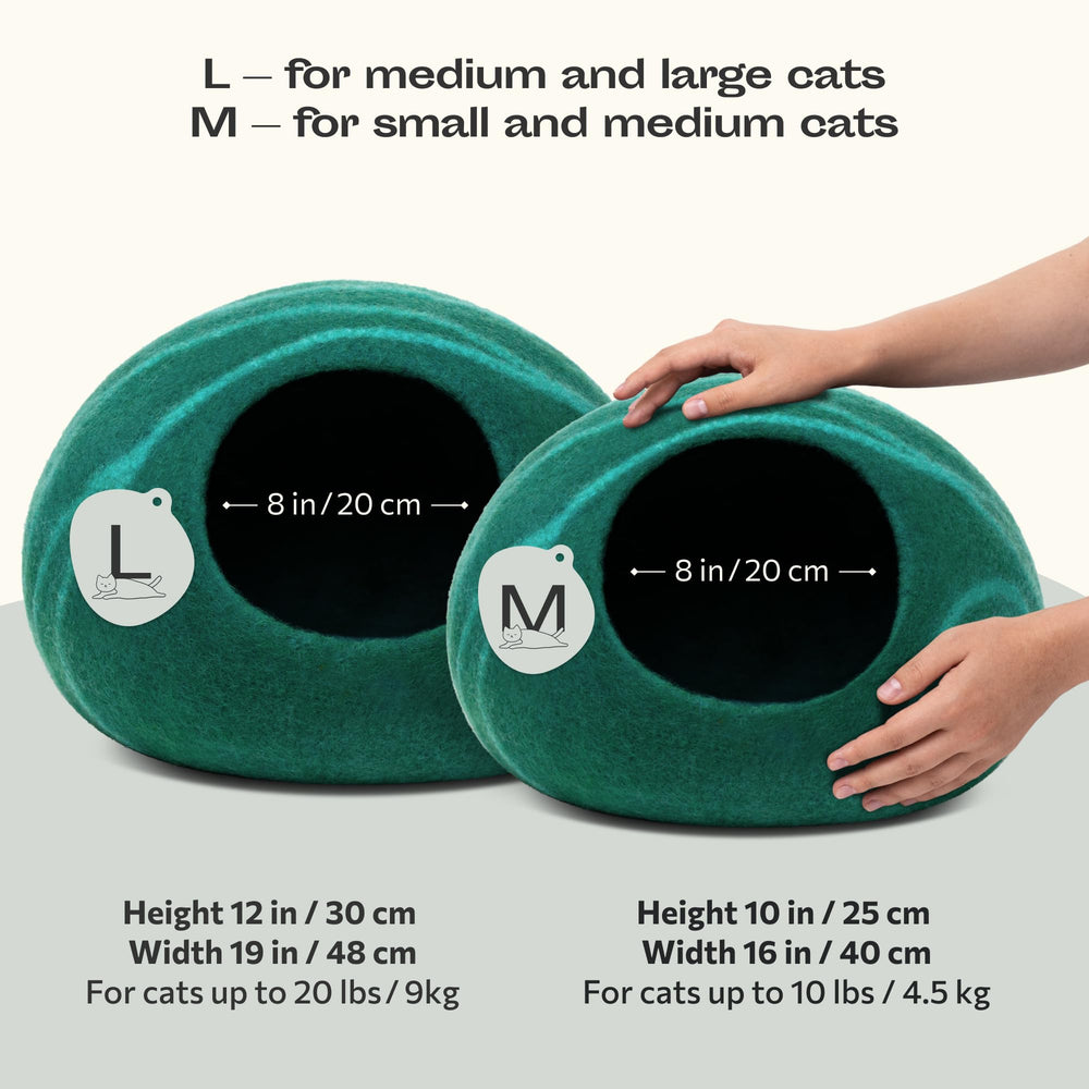 MEOWFIA Cat Cave emerald interior view, private space for restful naps.