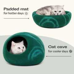 MEOWFIA Cat Cave Emerald Large top open: easy access and quick acclimation.