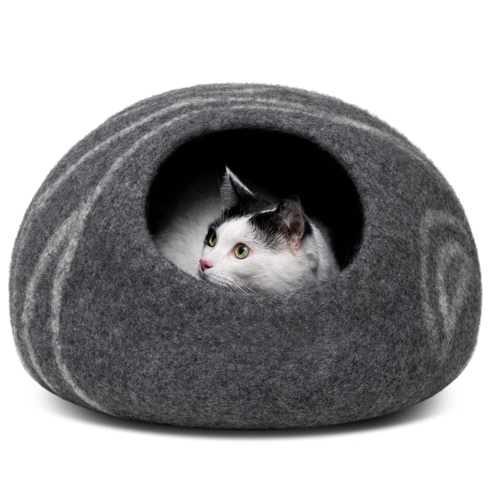MEOWFIA Cat Cave front view in dark grey, cozy hideaway.