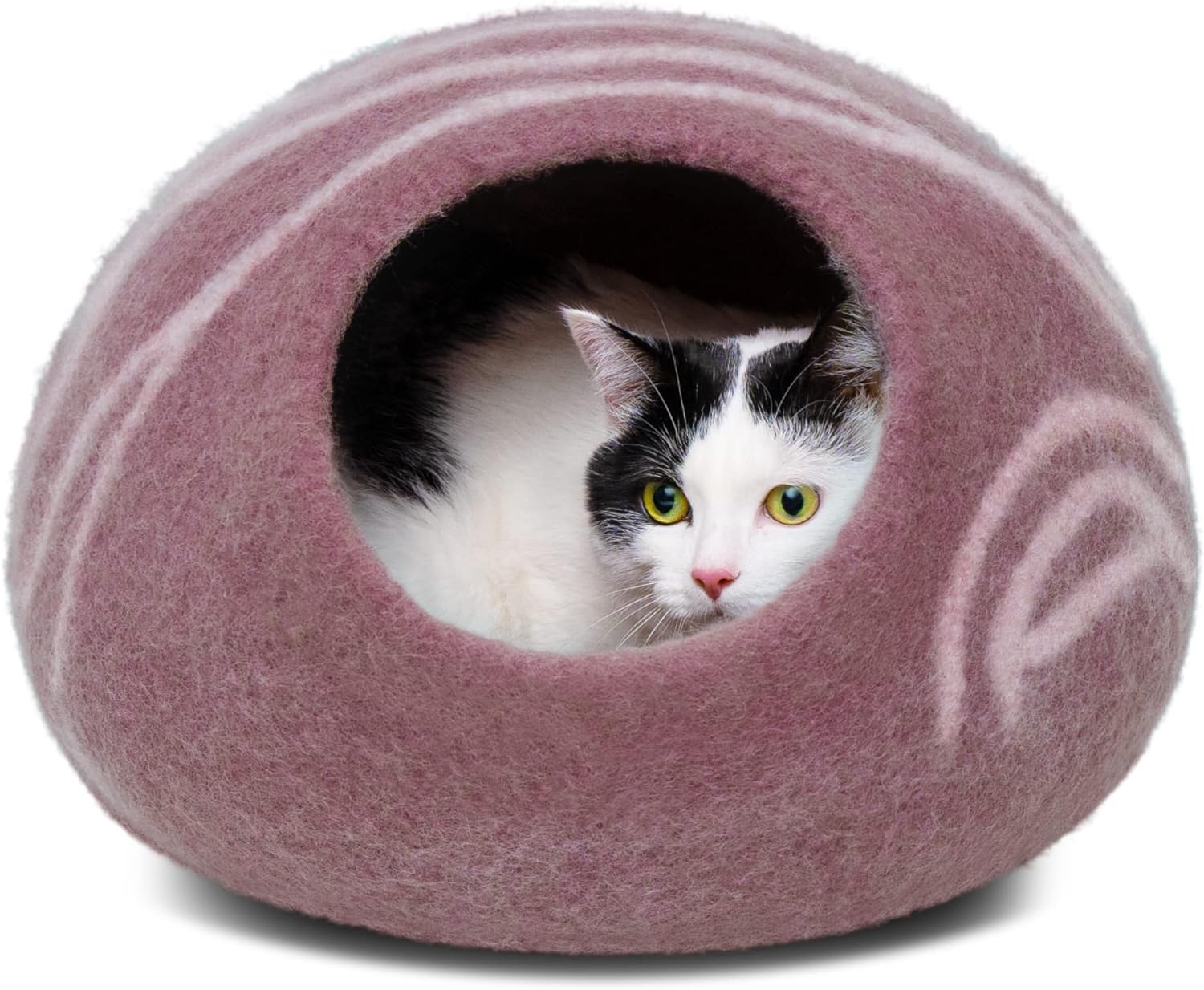 MEOWFIA cat cave gold rose large front view offers a cozy hideaway for indoor cats.