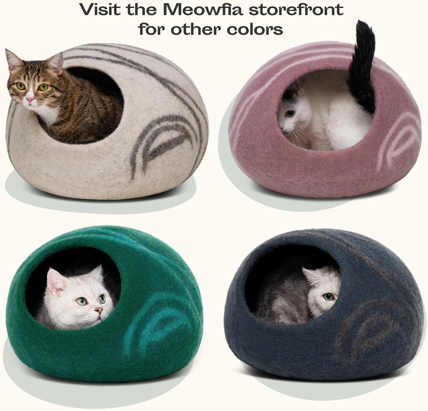 MEOWFIA large cat cave fits bigger indoor cats while blending with home decor.