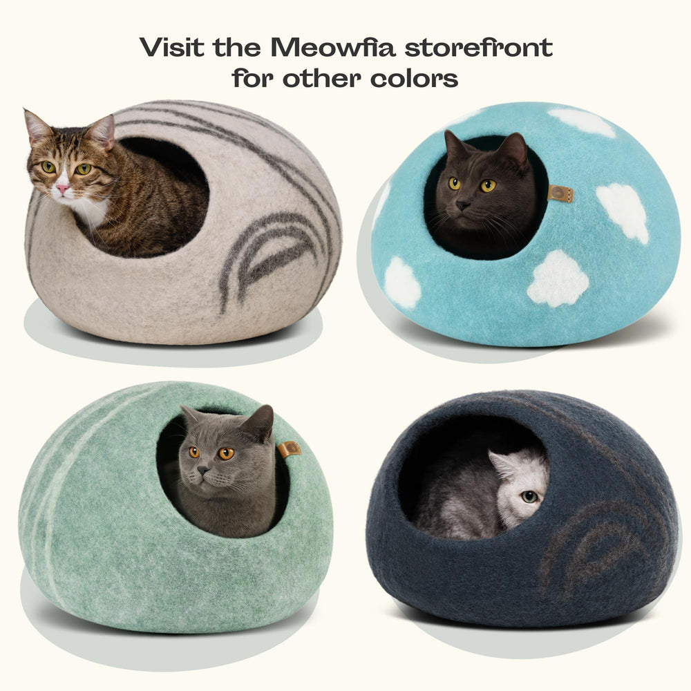 Top view of MEOWFIA Pistachio Cat Cave showing cozy ceiling niche.