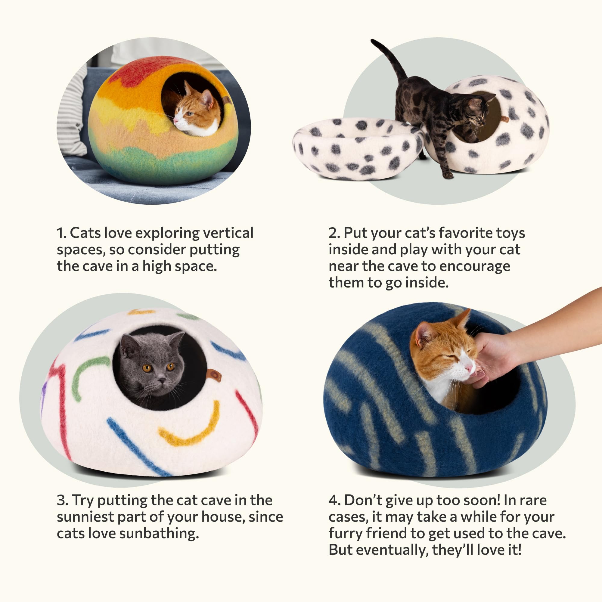 MEOWFIA Cat Cave Snow Leopard size medium fits indoor cats up to 10 pounds.
