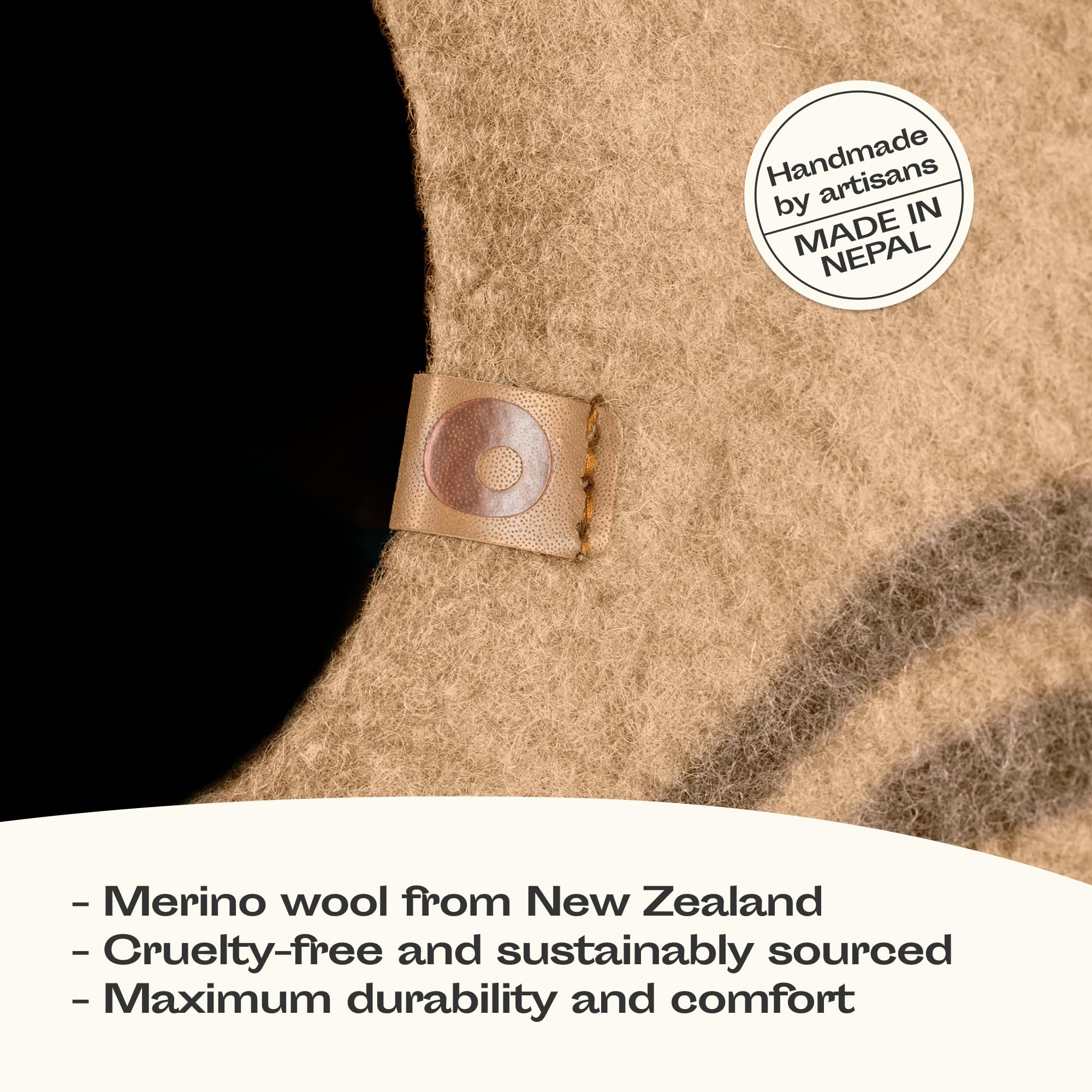 MEOWFIA cat cave soft merino wool surface showing premium craftsmanship.