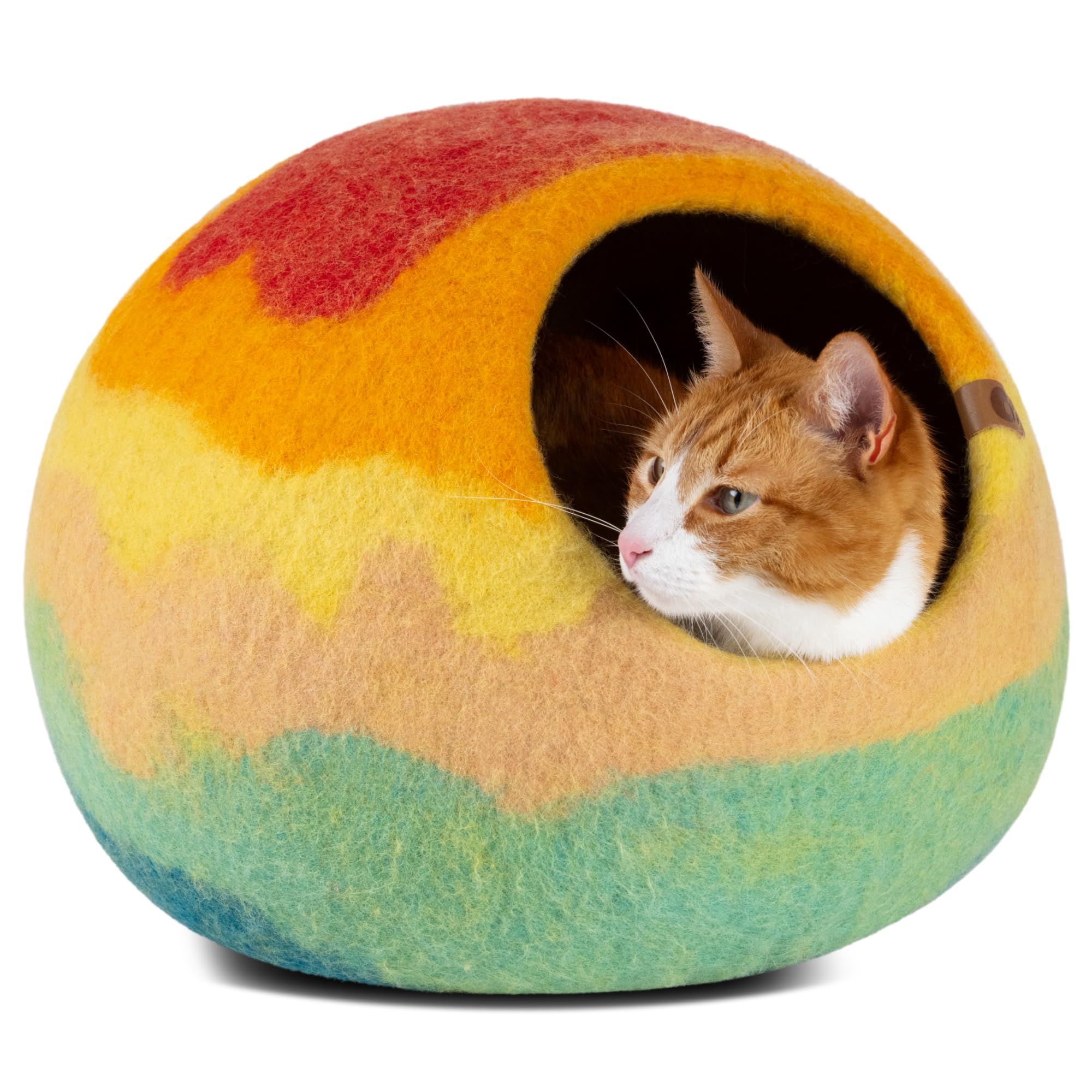 MEOWFIA Cat Cave Tucson Sunset large front view offers cozy hidden den for indoor cats.