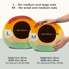 MEOWFIA Cat Cave interior nook shows soft merino wool perfect for quiet naps.
