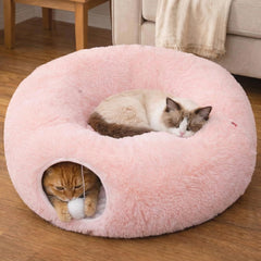 Meowfia indoor cat tunnel with donut bed in circle layout offers cozy lounging.