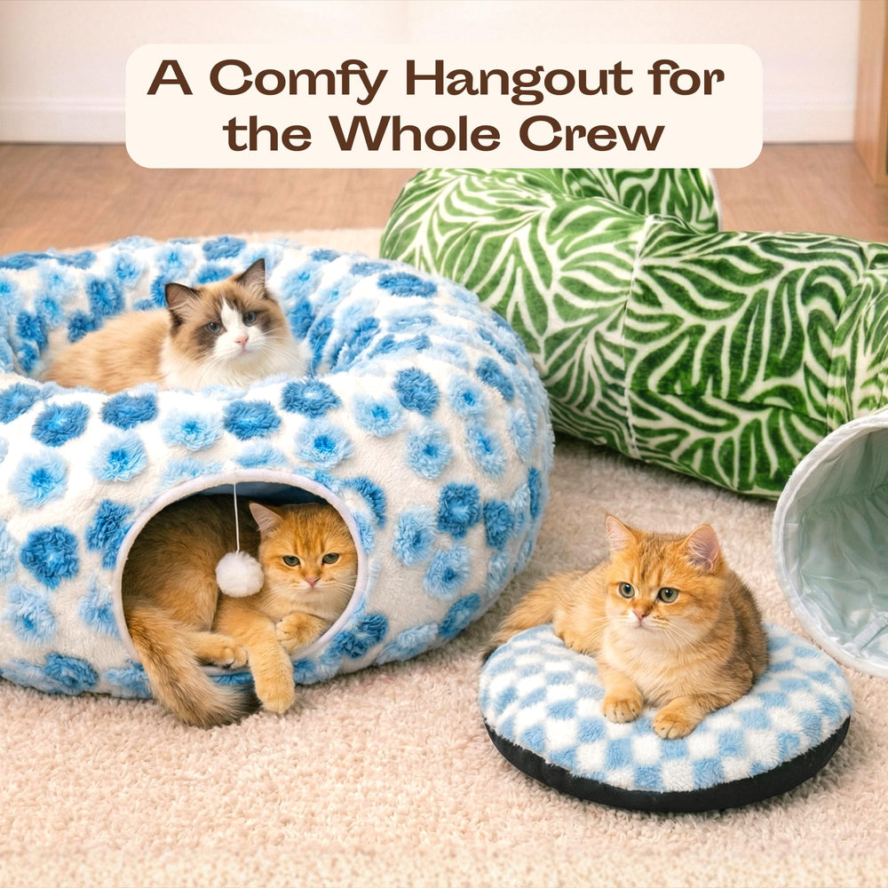 Meowfia donut bed interior shows cozy sleep spot and plush comfort.
