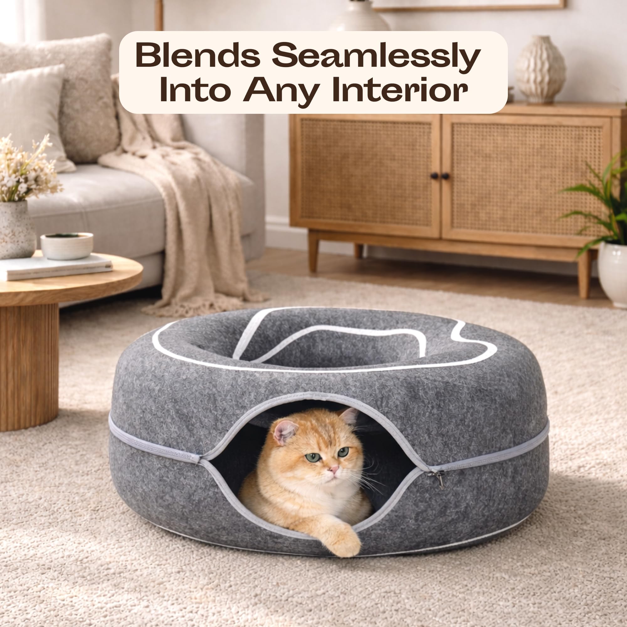 MEOWFIA Peekaboo Cat Cave Donut cat-on-top resting surface