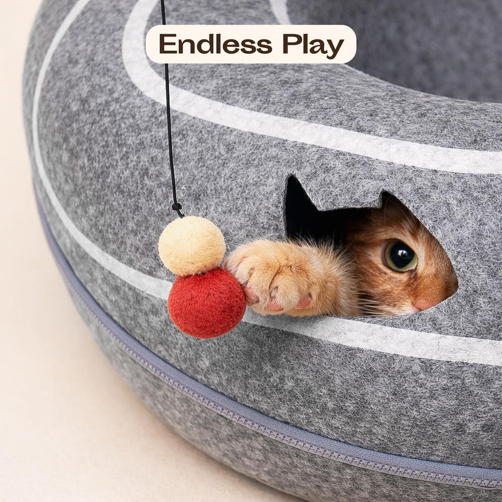 MEOWFIA Peekaboo Cat Cave Donut dark gray fabric fits home decor