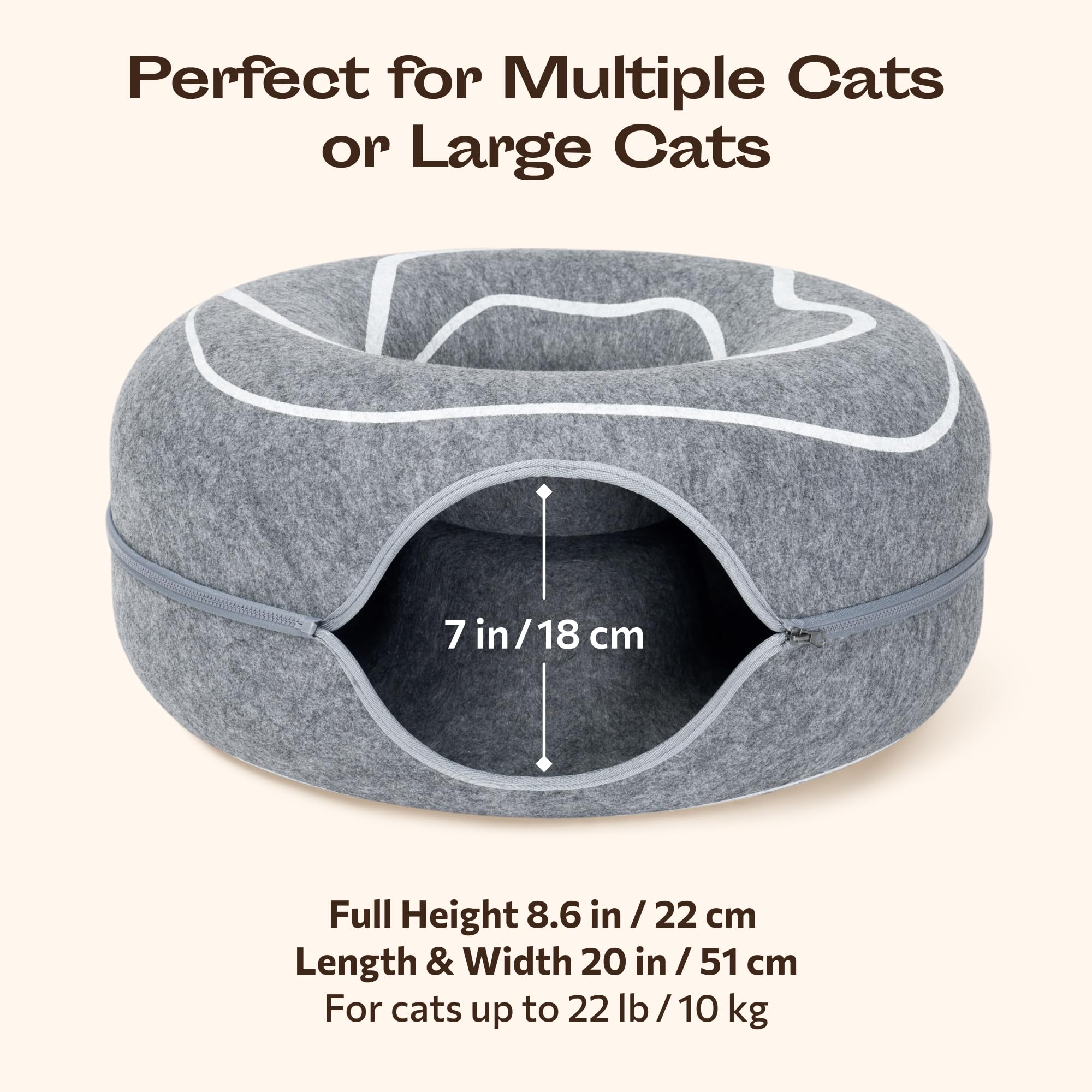 MEOWFIA Peekaboo Cat Cave Donut material closeup shows durable fabric