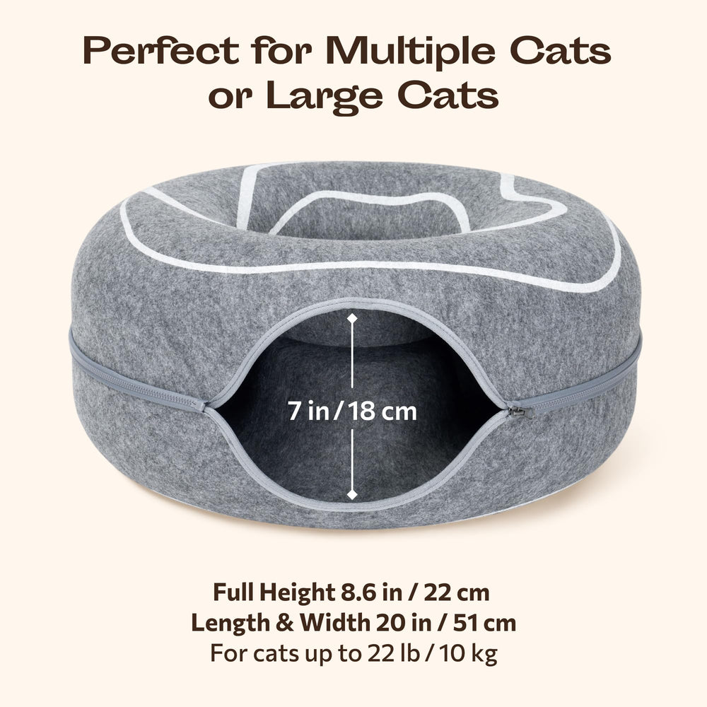 MEOWFIA Peekaboo Cat Cave Donut material closeup shows durable fabric