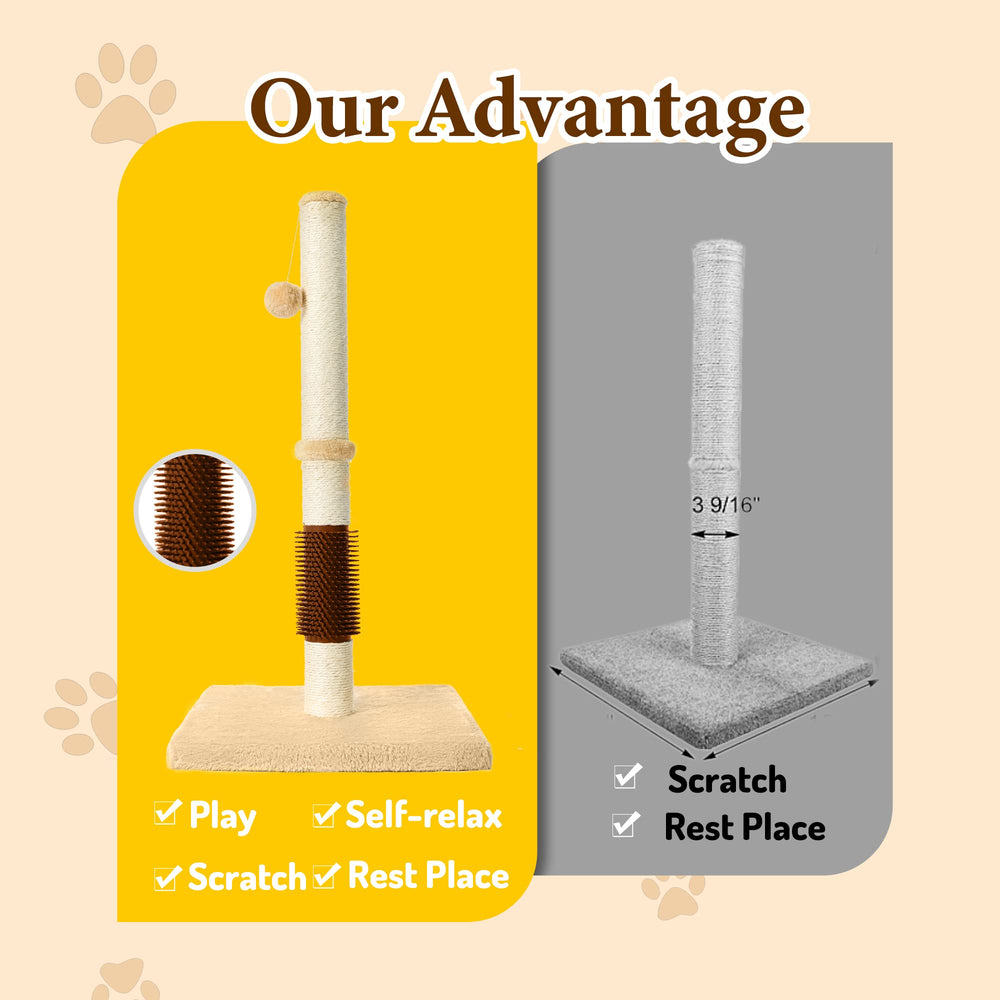 32-inch height supports full-body stretching for indoor cats.