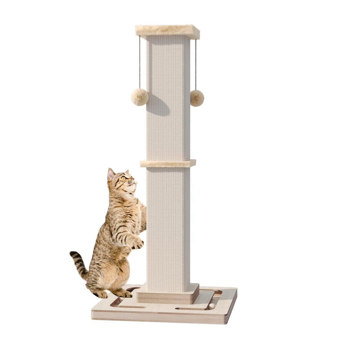 MeowHomm large scratching post with 32-inch height for sturdy, furniture-protecting feline play