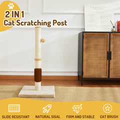 Built-in self-groomer brush offers a gentle massage while cats scratch.