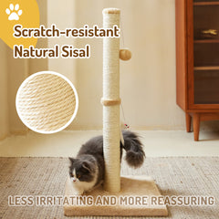 MeowHomm sisal pillar with mouse toy encourages paw play
