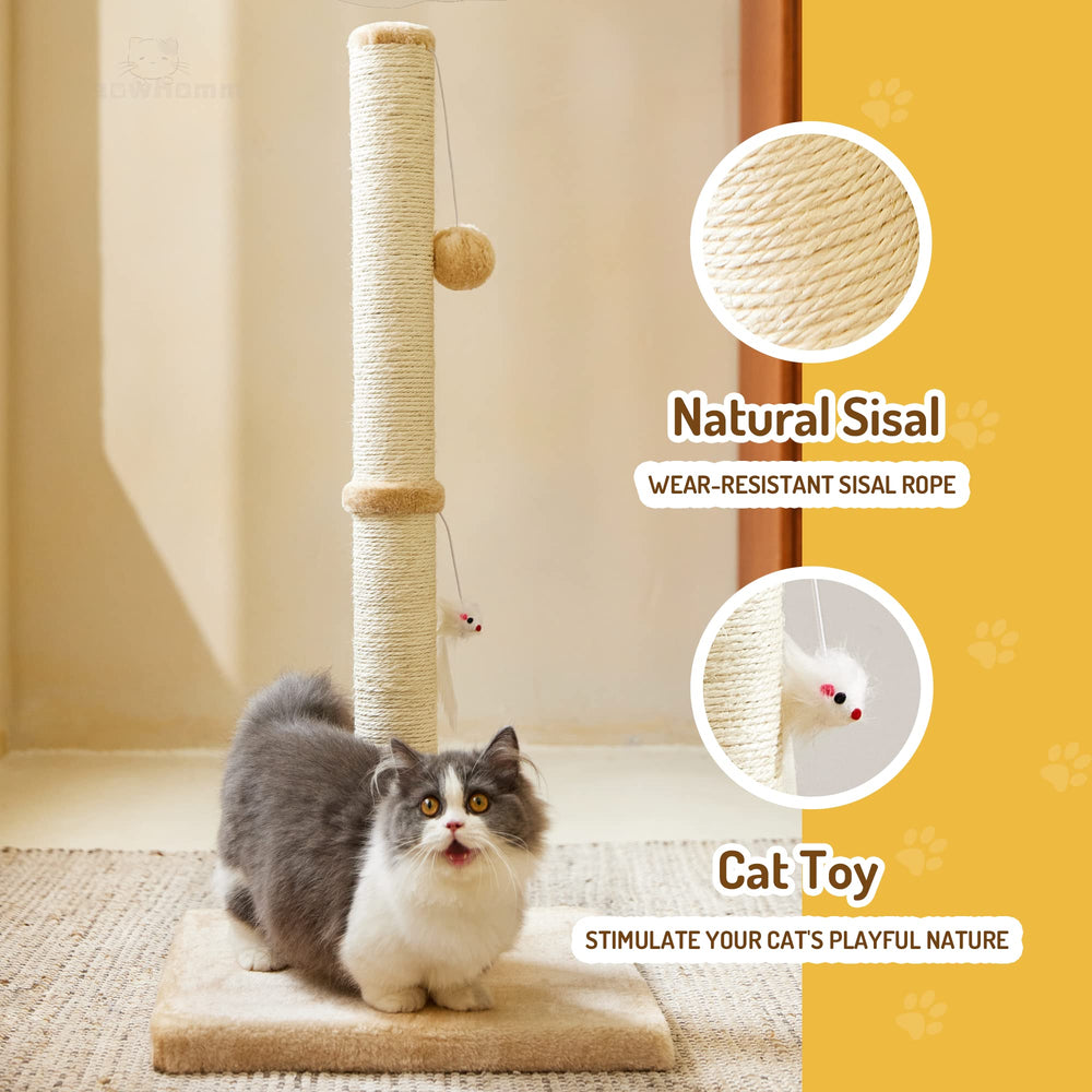 MeowHomm sisal pillar with plush ball invites interactive play and scratching