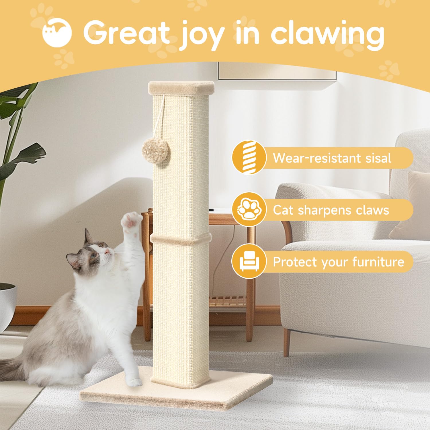 MeowHomm sisal rope detail highlighting durable surface cats love to scratch.