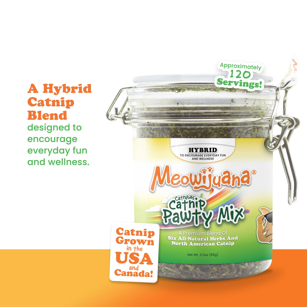 Meowijuana chamomile and dandelion herb mix adds a calming, enrichment aroma.