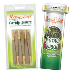 Meowijuana Meowi-Waui king-sized catnip rolls for interactive play and enrichment.
