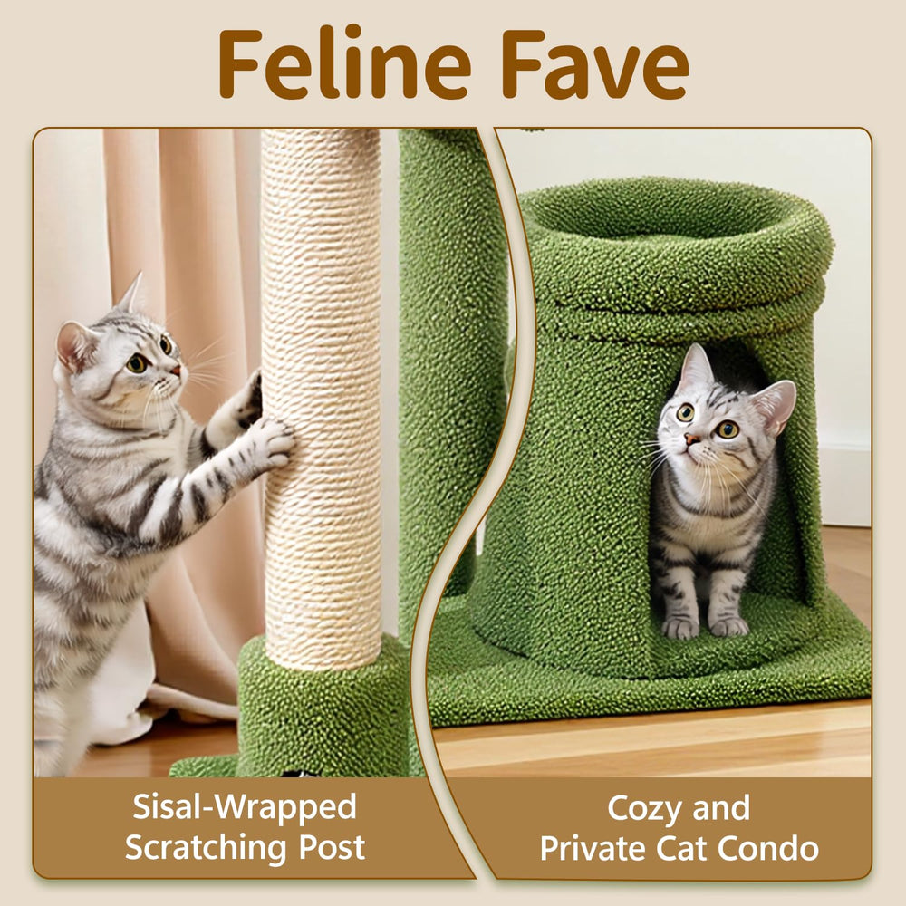 Meowker palm leaf finials add playful decor.