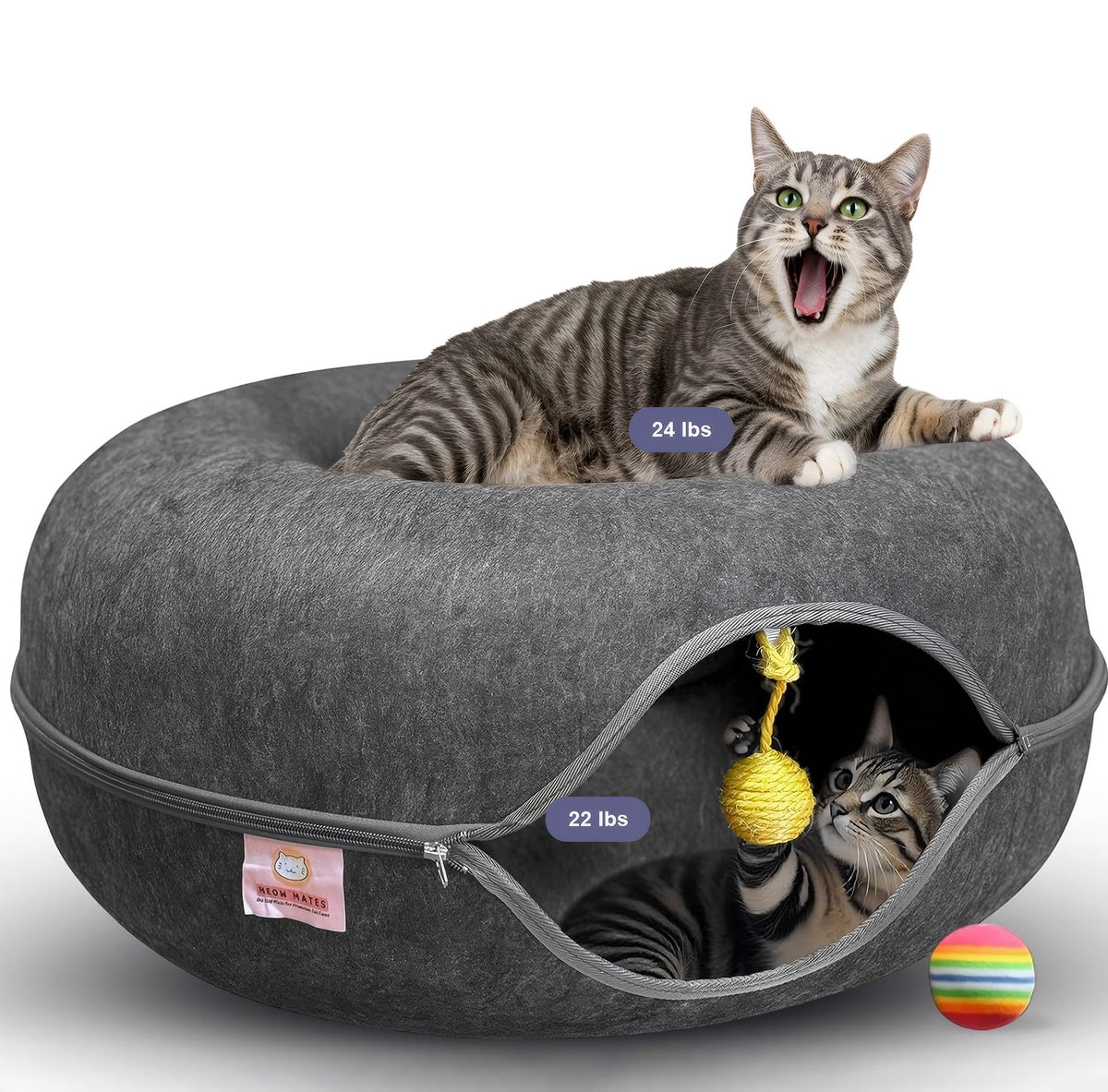 MeowMates Peekaboo cat cave left-side view with a cozy hideaway for naps.
