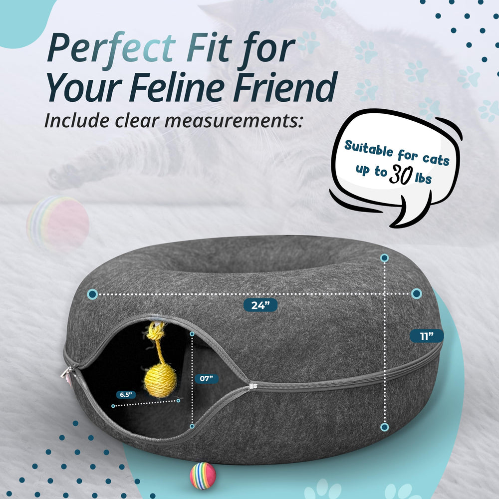 MeowMates Peekaboo tunnel bed doubles as scratch-friendly play.