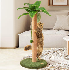 Meowoou cat scratching post, 33-inch tall structure, stable for indoor play.