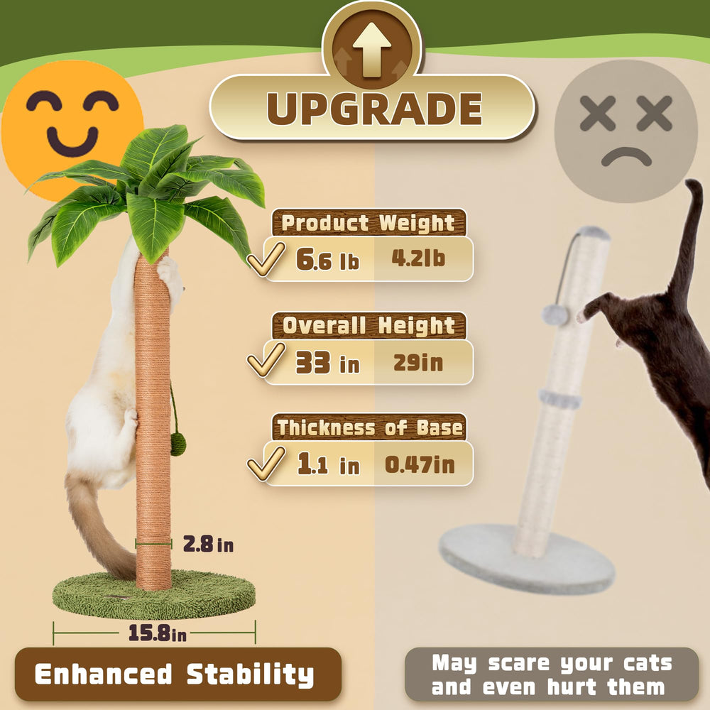 Meowoou cat tree shows easy assembly and a non-slip base for safety.
